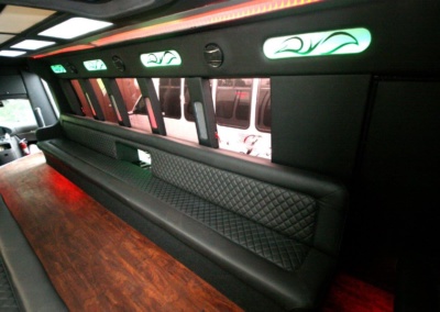 Limo Coach 22 Passenger Turtle Top Interior Back to Front